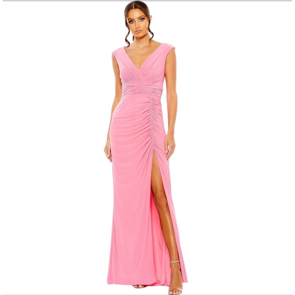NEW Ieena by MAC DUGGAL Candy Pink Ruched Formal Gown Size 12 NWT